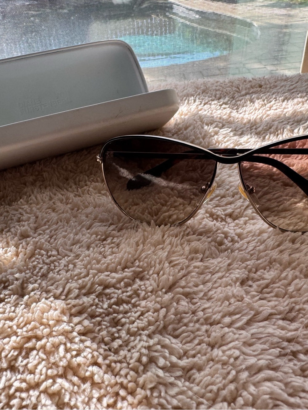 Diane Von Furstenberg Brown and Gold Aviator Sunglasses w/ Brown Gradient Lenses